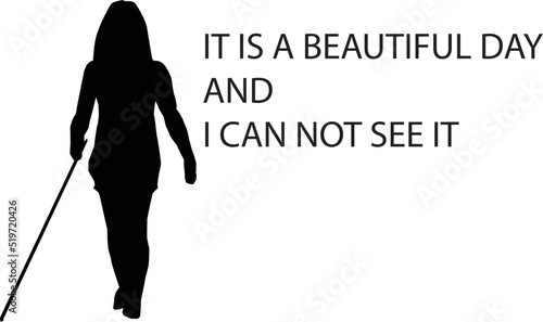 silhouette of a Blind Girl with inspirational quote.