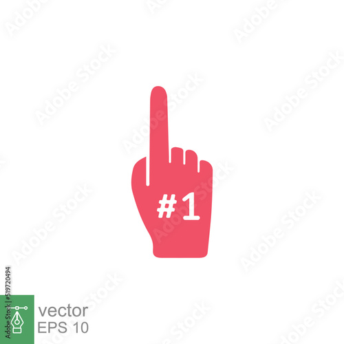 Number 1 foam glove icon. Simple solid style. Fan logo hand with finger up. glyph vector illustration isolated on white background. EPS 10.
