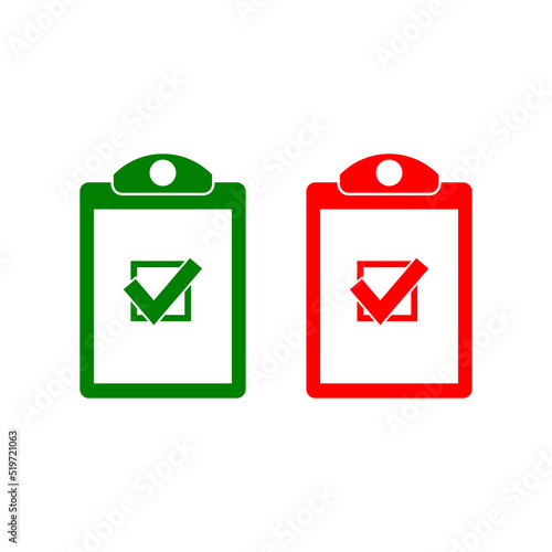 Yes No check mark sign on clipboard icon isolated on white background