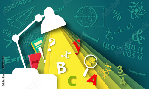 Back to school paper cut art vector design
