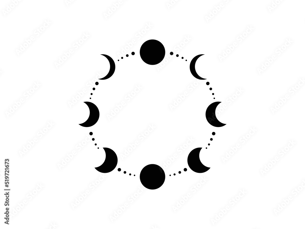 Moon Phase Icon Vector illustration. Moon Circle and Magic Symbol