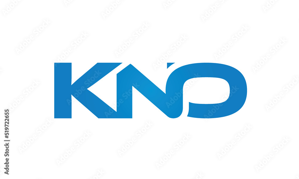 Connected KNO Letters logo Design Linked Chain logo Concept - obrazy, fototapety, plakaty 