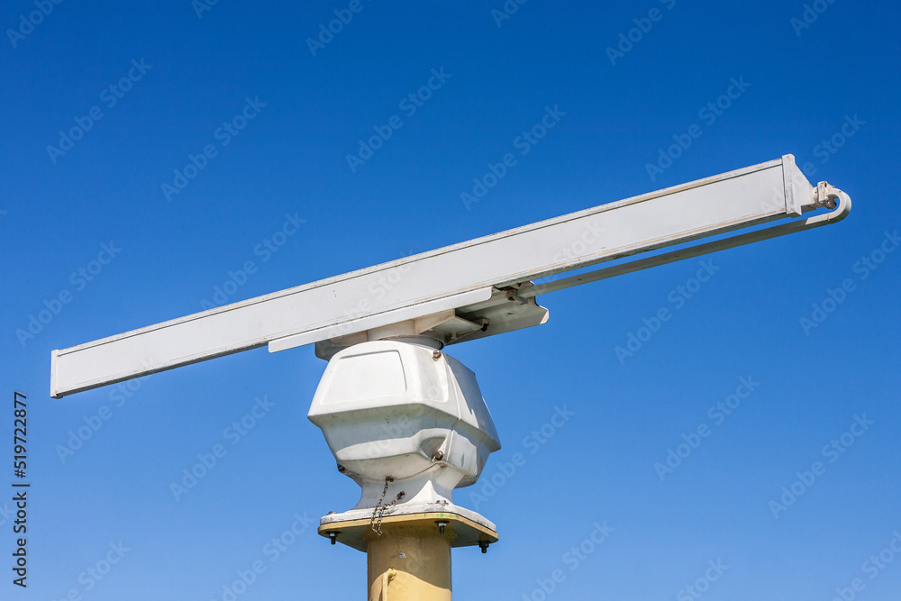 Radar on a ship with a blue sky Radar on a ship with a blue sky