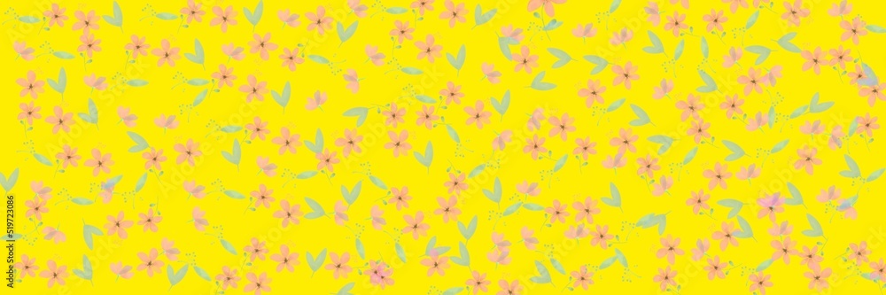 Yellow Background Flowers Texture or Pattern T-shirt Textile Designs
