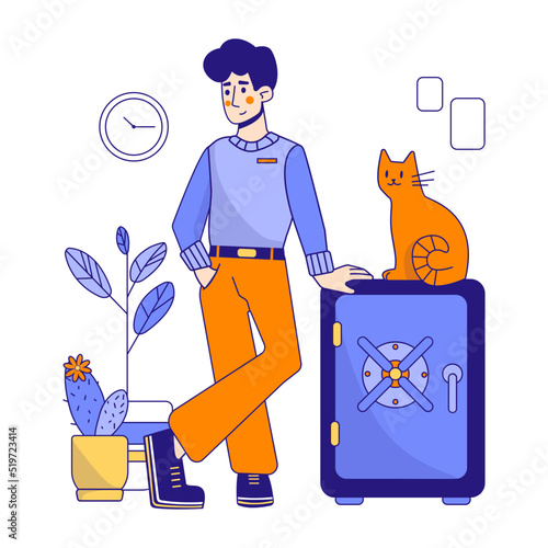 Man feeling secured after using secured locker