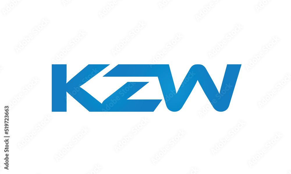 Connected KZW Letters logo Design Linked Chain logo Concept Connected KZW Letters logo Design Linked Chain logo Concept