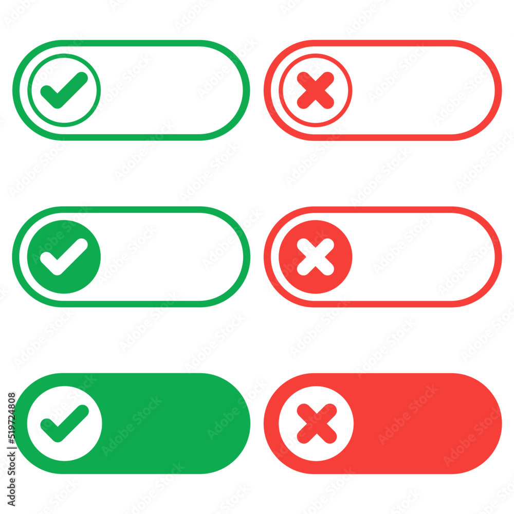 green yes and red no button set green yes and red no button set