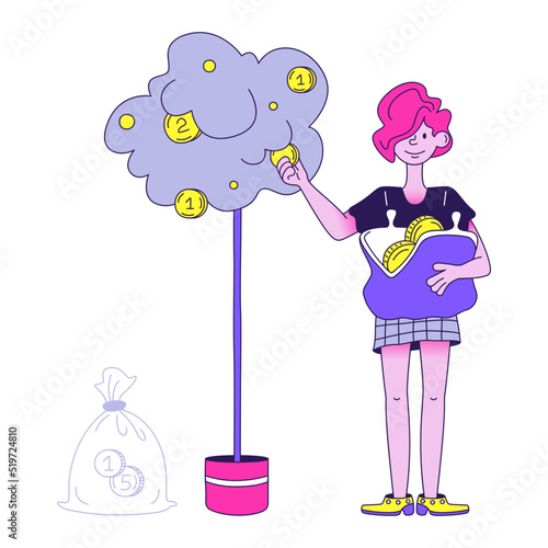 Businesswoman collects profits from investments