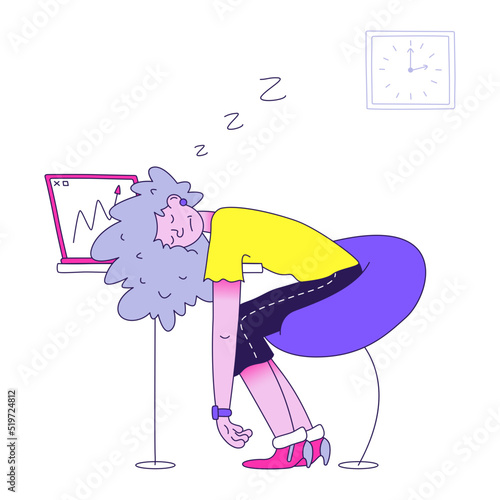 Businesswoman fell asleep at work