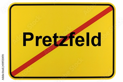 Illustration eines Ortsschildes von Pretzfeld in Bayern photo