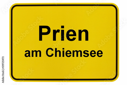 Illustration eines Ortsschildes von Prien am Chiemsee in Bayern photo