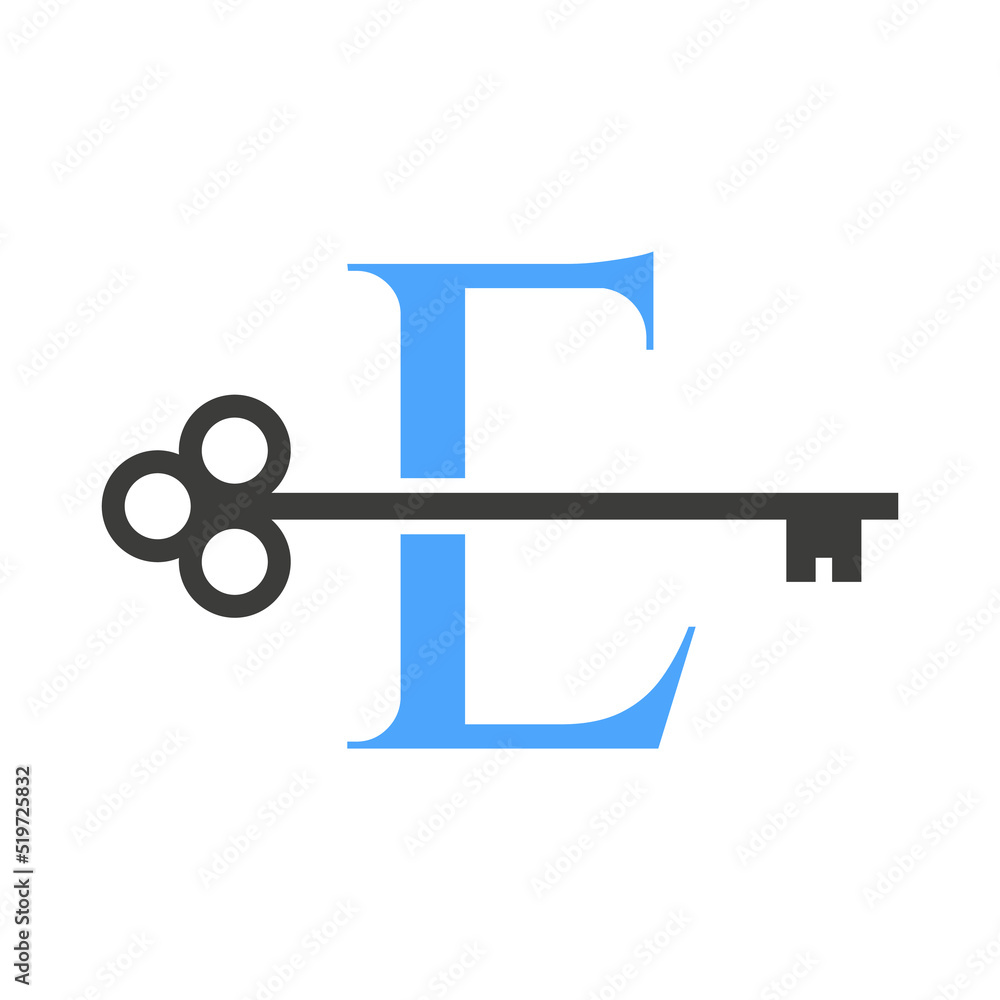 Letter E Real Estate Logo Concept With Home Lock Key Vector Template ...