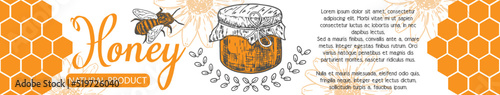 Honey natural product label vector design and text