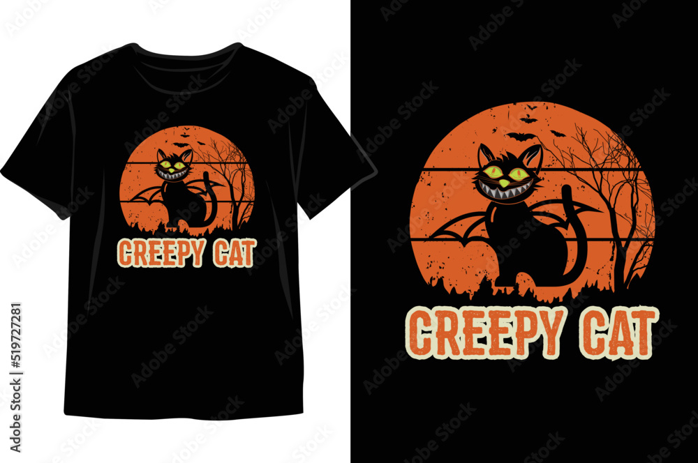 Creepy Cat Halloween Cat. Halloween Vector Graphics