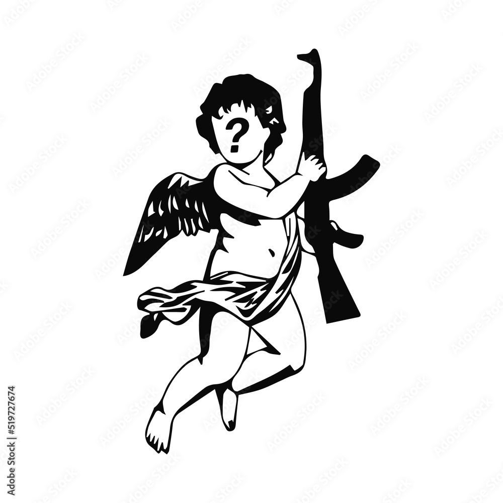 baby angel vector holding gun