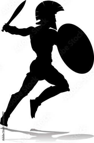 Spartan Silhouette Gladiator Trojan Greek Warrior