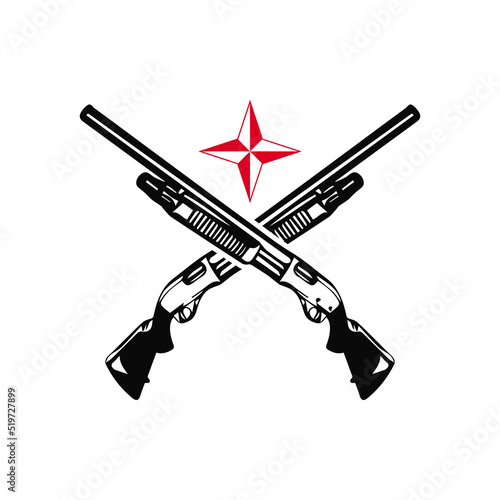 vector illustration of two shotguns