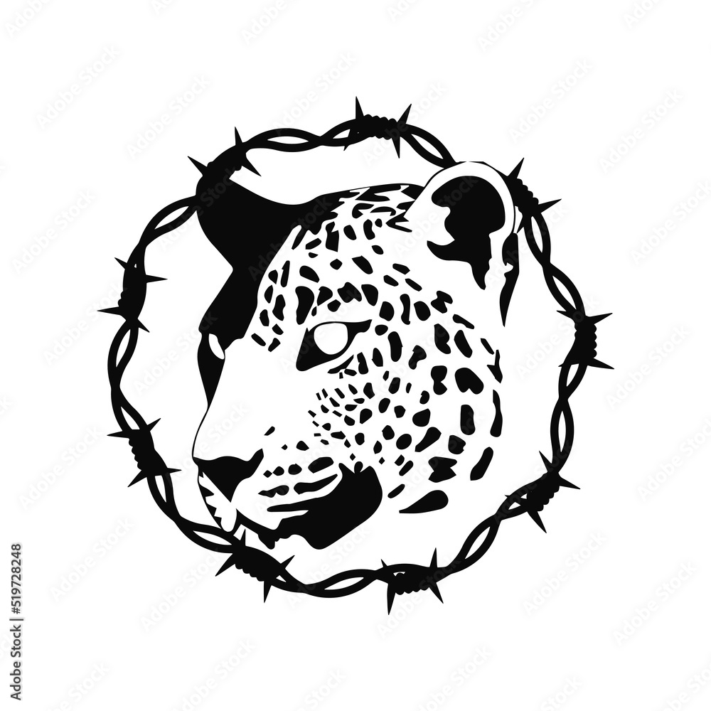 cheetah head vector with barbed wire cheetah head vector with barbed wire