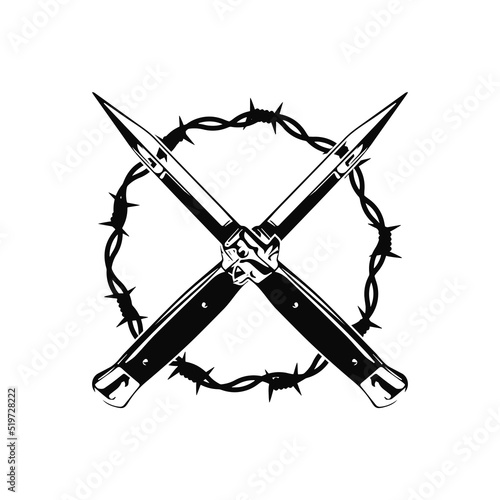 knife vector with barbed wire