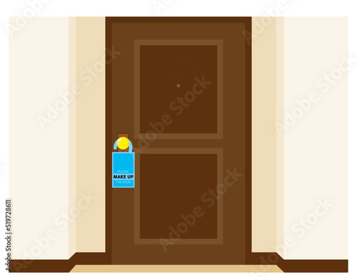 ホテルのドアプレート　Please make up this room