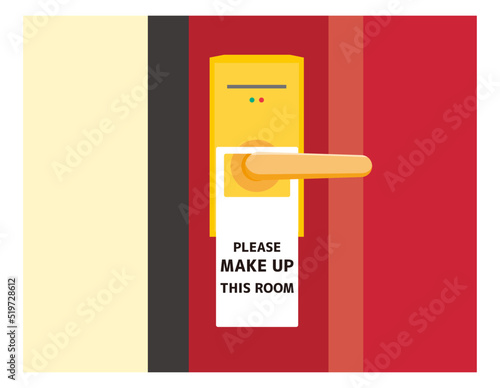 ホテルのドアプレート　Please make up this room