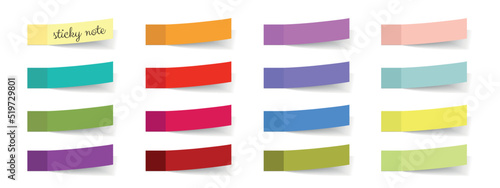 Post Note Sticker Template Set - Colorful Vector Illustrations Isolated On White Background