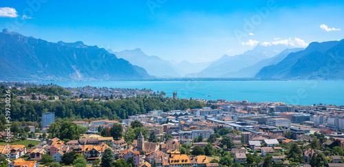 Geneva lake, panorama view of city landscape- Switzerland