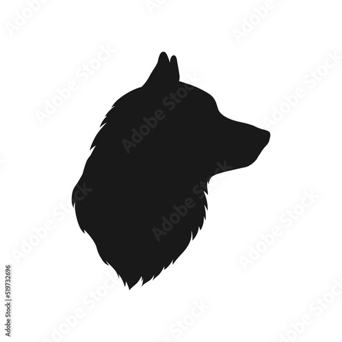 Isolated Husky Head Silhouette. Side view. Black color. White background. Vector illustration.