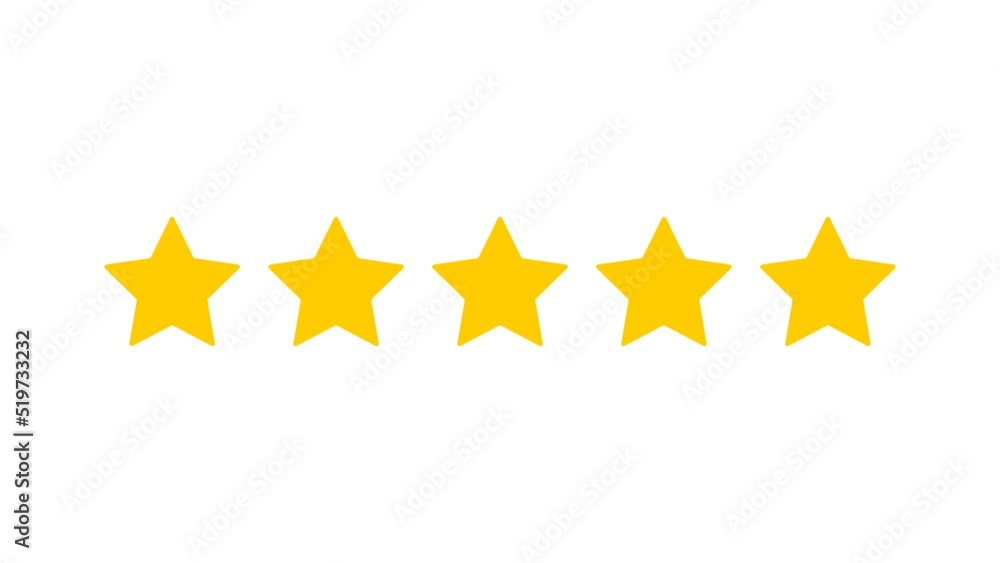 Customer review in five star product purchase on white background. Feedback. Motion graphics Customer review in five star product purchase on white background. Feedback. Motion graphics