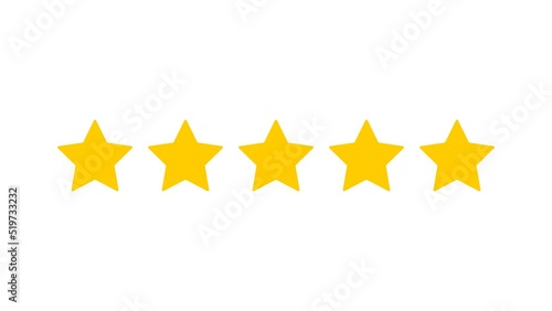 Customer review in five star product purchase on white background. Feedback. Motion graphics