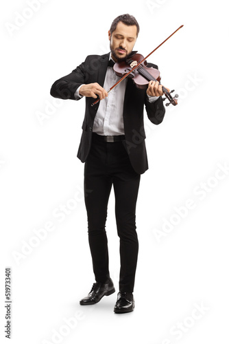 Full length portrait of an elegant man playing a violin