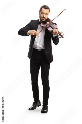 Full length portrait of an elegant man playing a violin photo