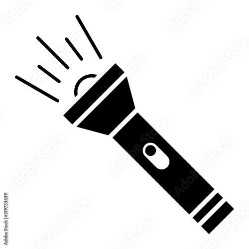 Flat icon of the handheld flashlight. Vector illustration of a torch