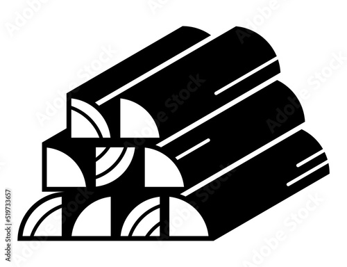 Flat icon of the stacked firewood trunk
