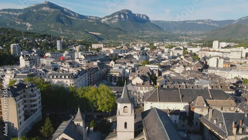 Chambery aerial cityscape, France architecture
