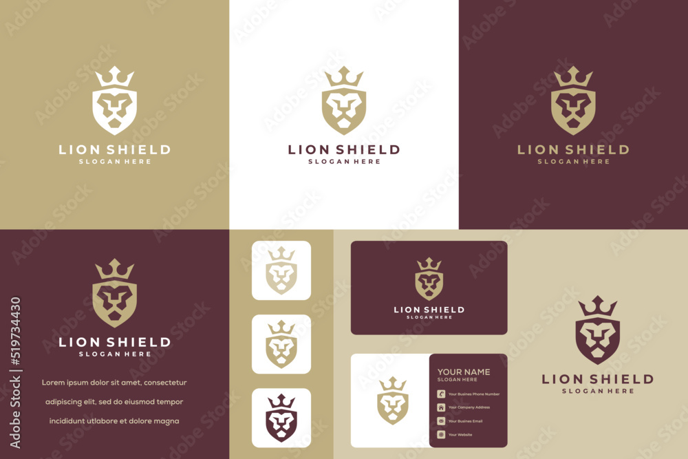 Modern lion shield logo template collection