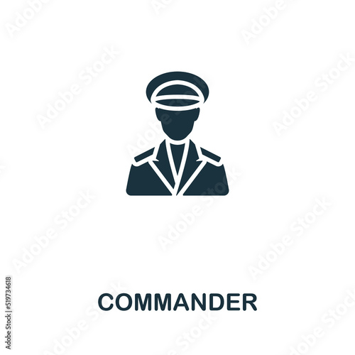 Commander icon. Monochrome simple line War icon for templates, web design and infographics