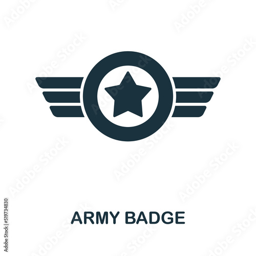 Army Badge icon. Monochrome simple line War icon for templates, web design and infographics