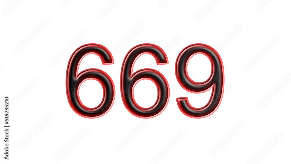 Fototapeta premium red 669 number 3d effect white background