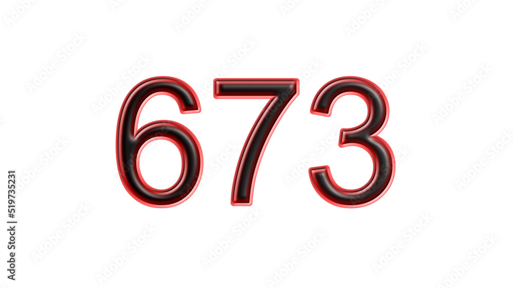 red 673 number 3d effect white background red 673 number 3d effect white background