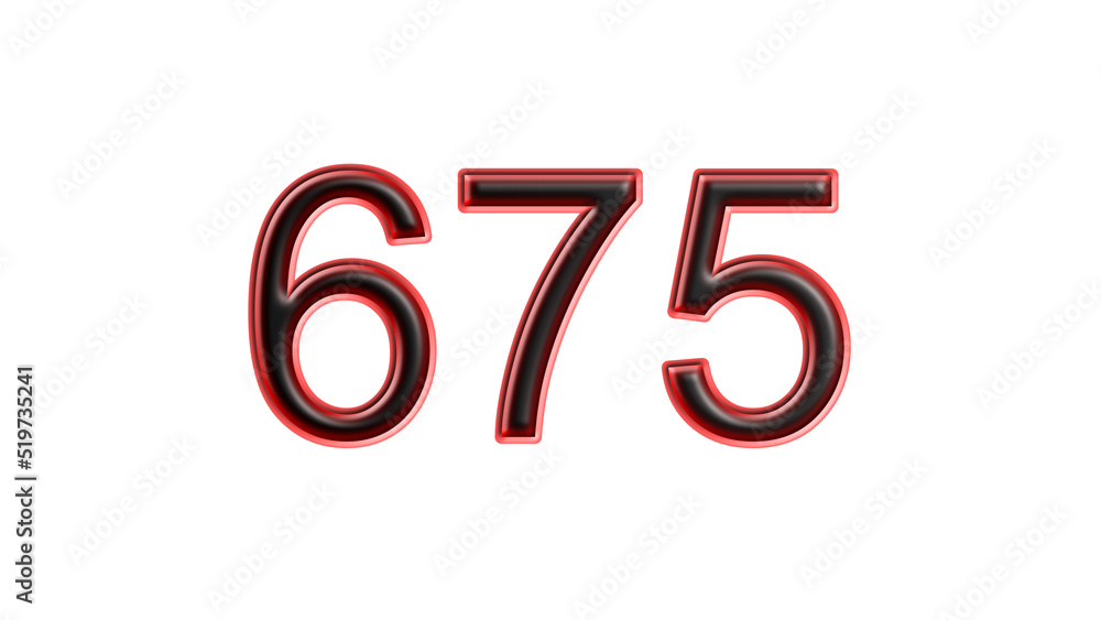 red 675 number 3d effect white background red 675 number 3d effect white background