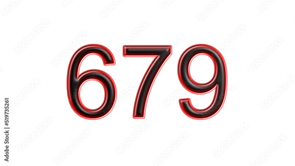 red 679 number 3d effect white background red 679 number 3d effect white background