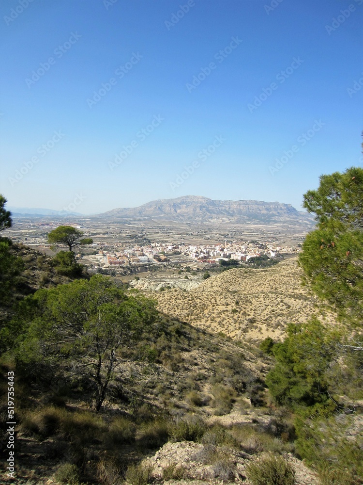 Agost Alicante Spain and sierras del Cid y Ventós