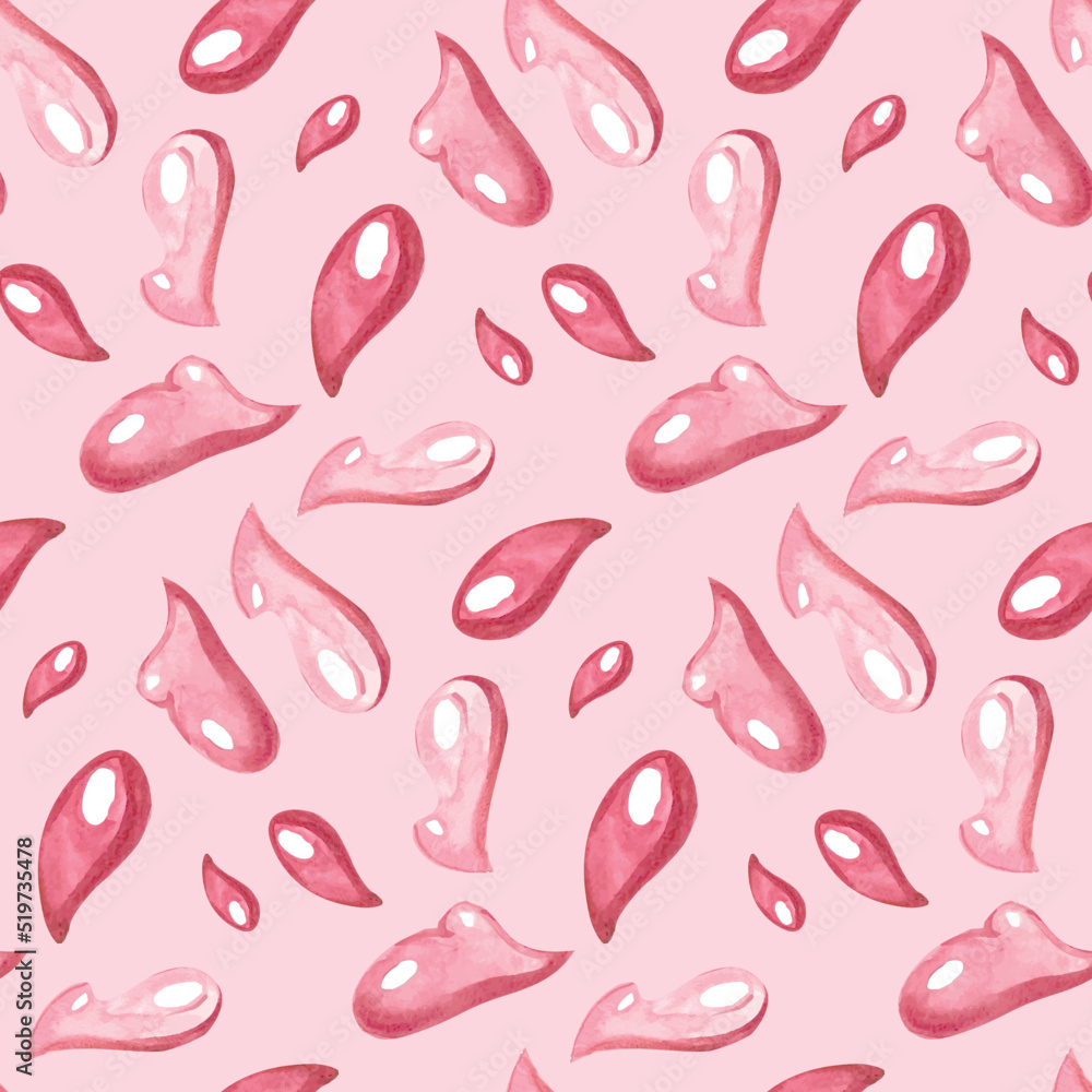 Watercolor pattern with pink drops. Seamless texture.
Watercolor pattern with pink drops. Seamless texture.