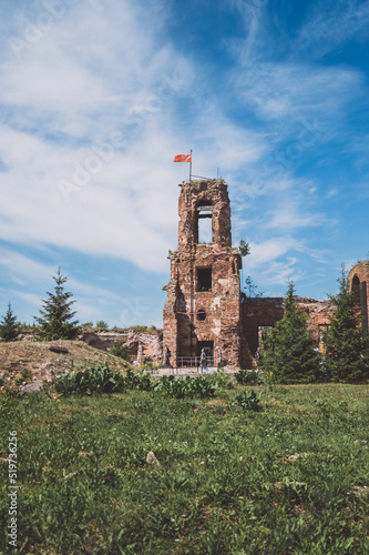 Ruins of the church in the fortress of Oreshek in Russia