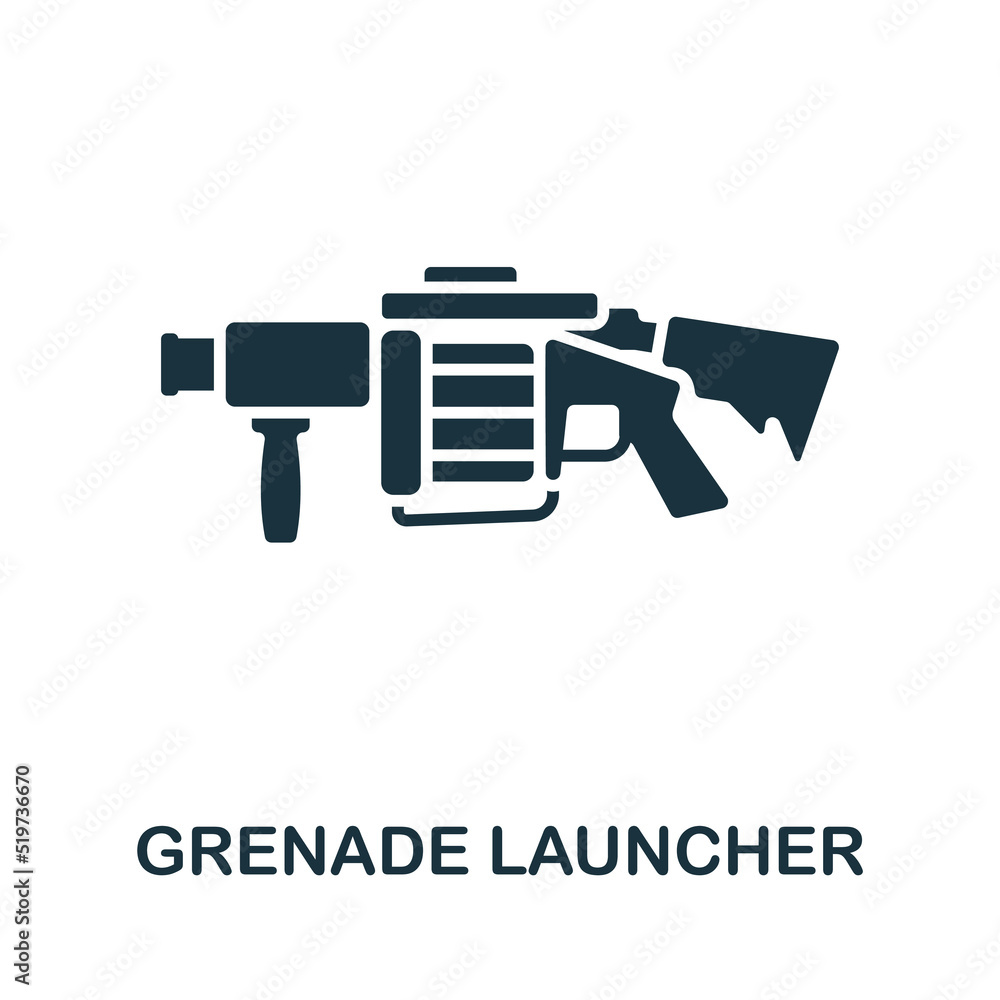 Grenade Launcher icon. Monochrome simple line Weapon icon for templates, web design and infographics