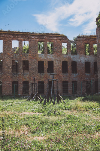 Ruins of a brick prison in the fortress of Oreshek in Russia