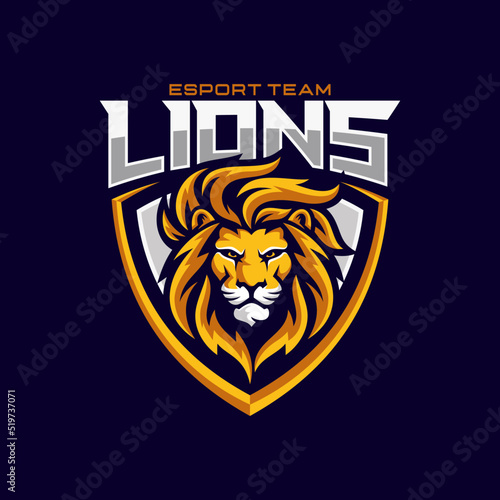 Lions mascot logo design illustration for sport or e-sport team
