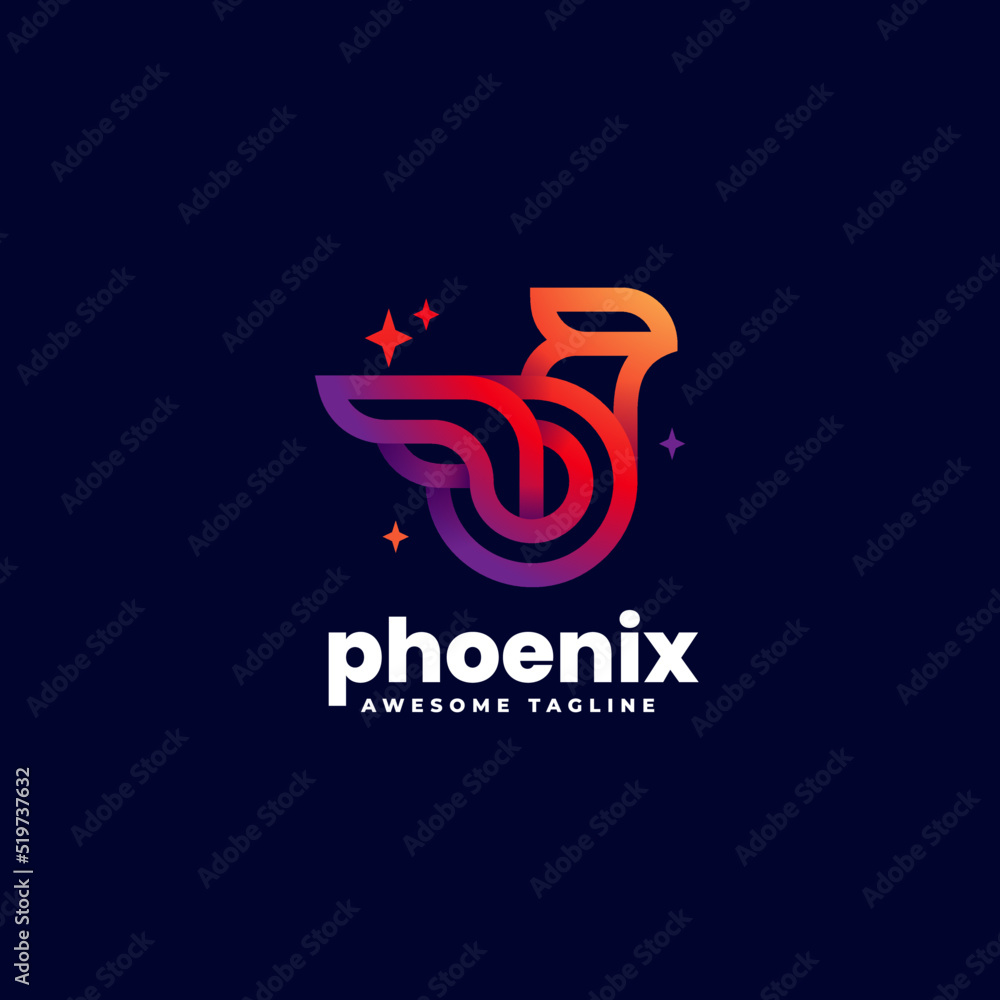 Fototapeta premium Vector Logo Illustration Phoenix Gradient Line Art Style.