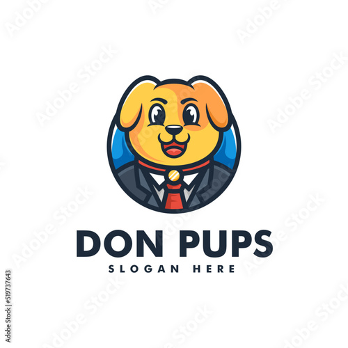 Vector Logo Illustration Don Pups Mascot Cartoon Style.